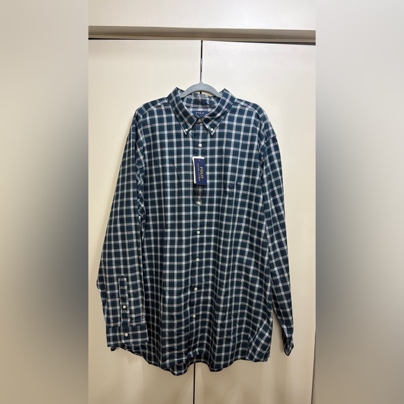 Polo Ralph Lauren Button Down Shirt NWT Plaid Green Blue 3XB Big Tall